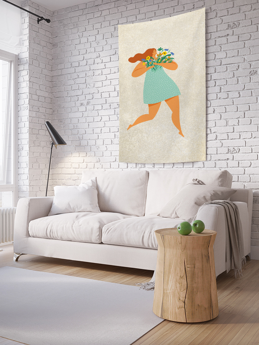 фото Вертикальное фотопанно на стену joyarty "девушка в платье с букетом", 150x200 см