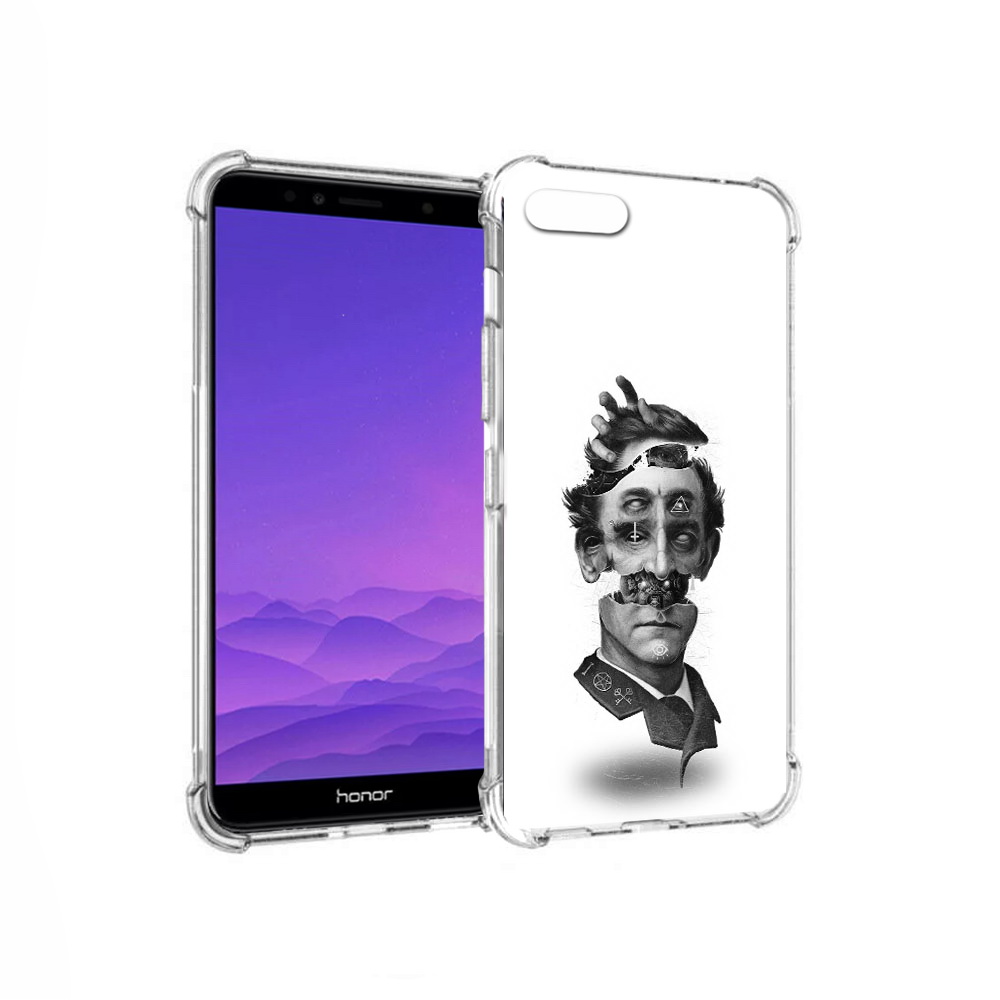 

Чехол MyPads Tocco для Honor 7A страшное лицо абстракция (PT111206.25.628), Прозрачный, Tocco