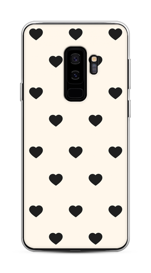 

Чехол на Samsung Galaxy S9 Plus "Черные сердечки на белом", Черный;белый, 25850-1