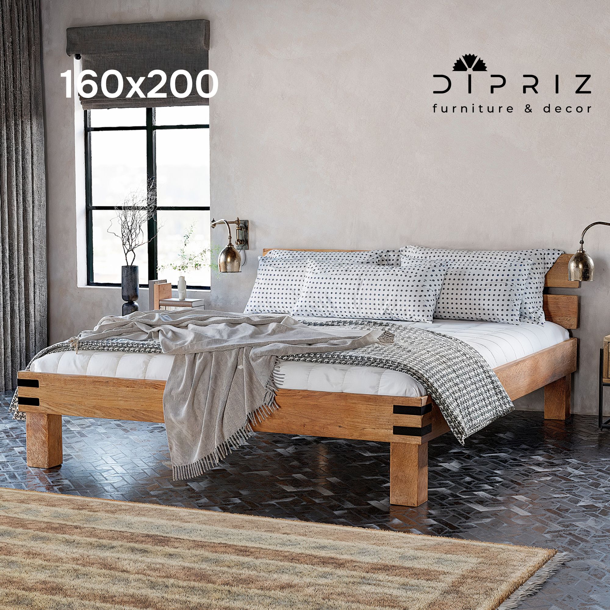 

Кровать без матраса  Dipriz Дубовая Класика 207 см x 164.2 x 75.8 коричневый, Дубовая Класика