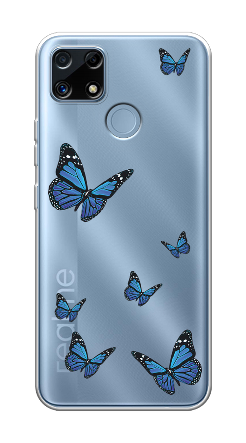 

Чехол на Realme C25/C25s "Blue butterflies", Синий;черный, 256950-1