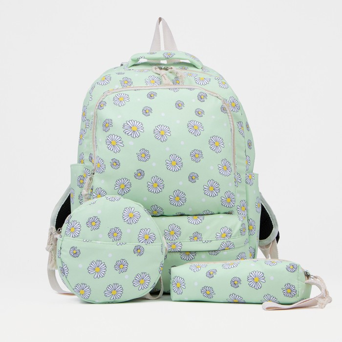 фото Рюкзак на молнии, наружный карман, сумка, косметичка, цвет зелёный nobrand