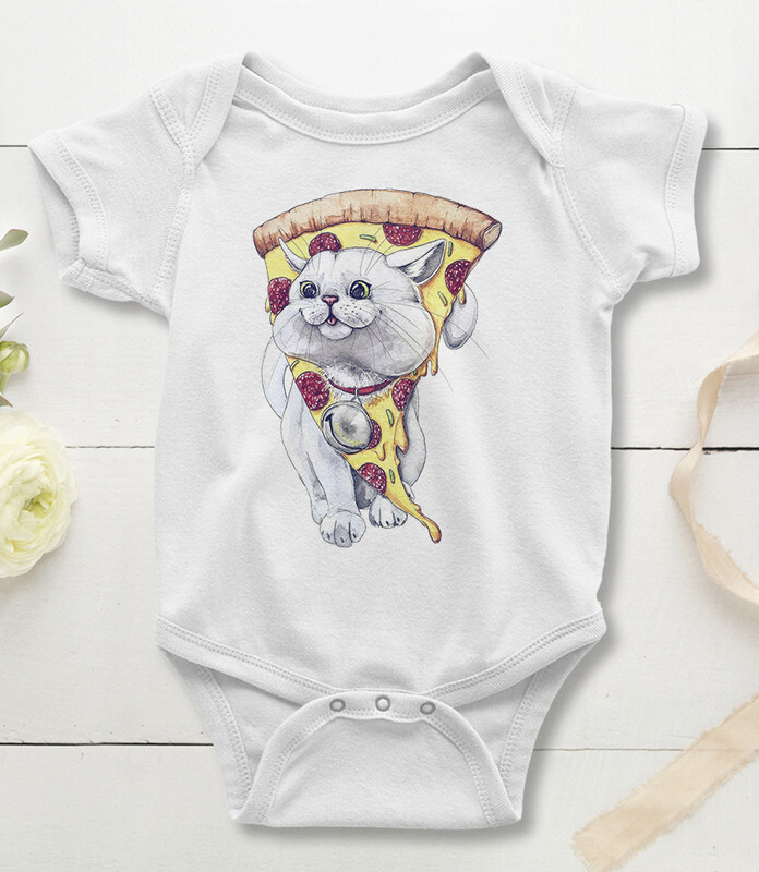 

Боди детское WILD CHILD Котик и Пицца, цв.белый р.62, Котик и Пицца