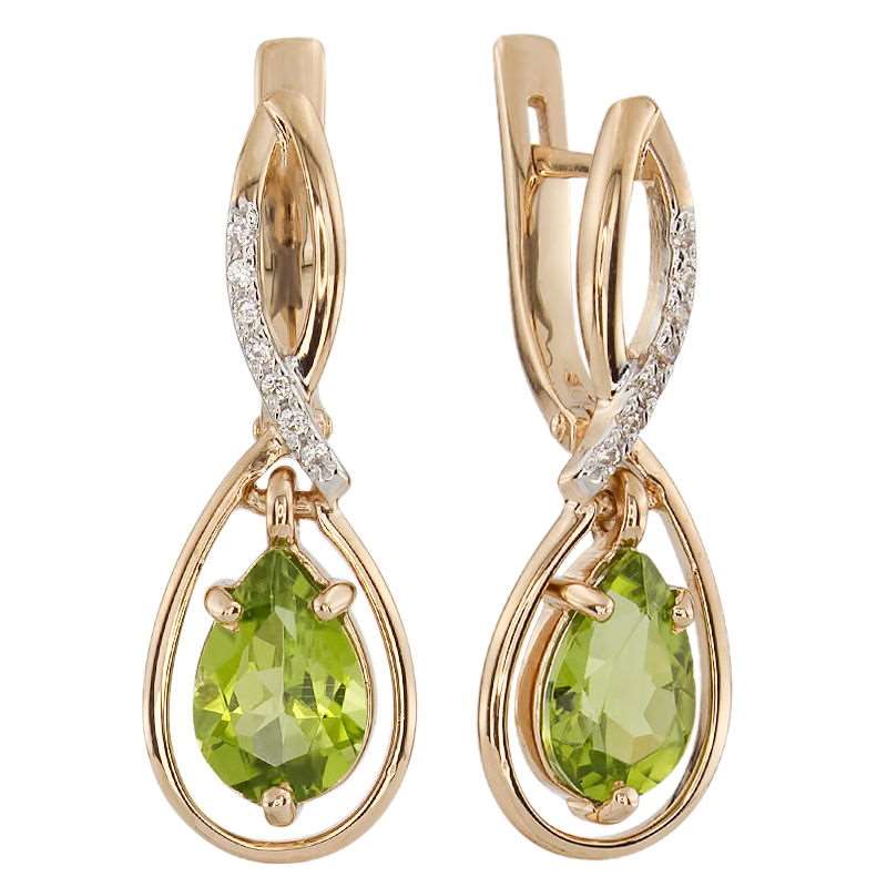 

Серьги из красного золота с хризолитом ALORIS 1440ХКц, Серьги 1440ХКц