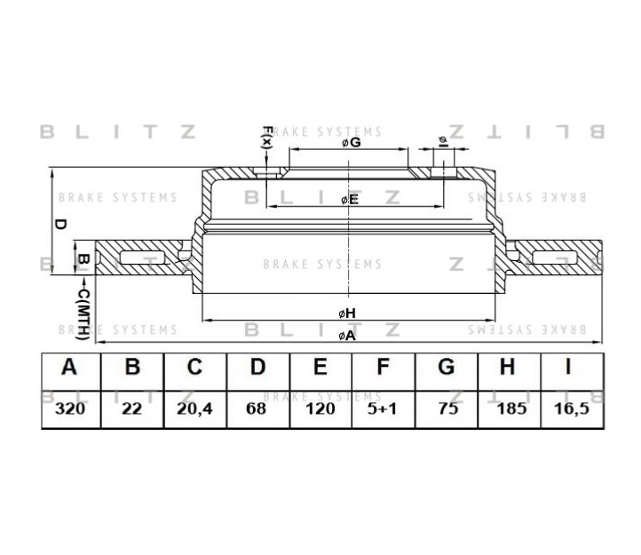 

Диск тормозной BLITZ bs0473