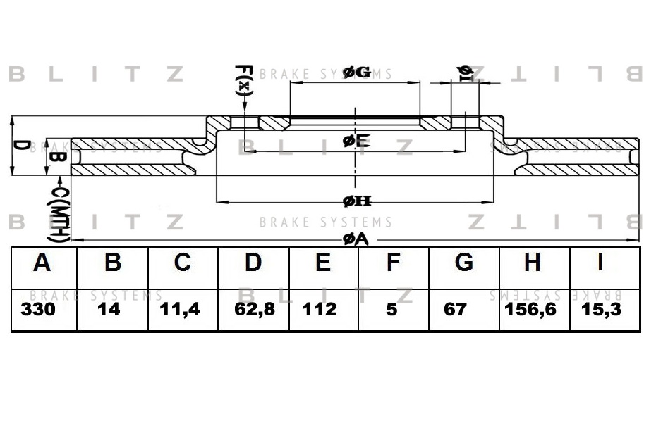 

Диск тормозной задний BLITZ bs0402