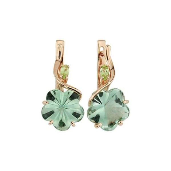 Серьги из красного золота с хризолитом, аметистом ALORIS Серьги 1060АзХ