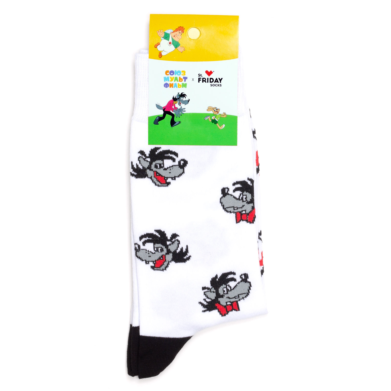 Носки с рисунками St.Friday Socks x Союзмультфильм - Волк - Ну погоди! 34-37 St. Friday Socks белый,  серый