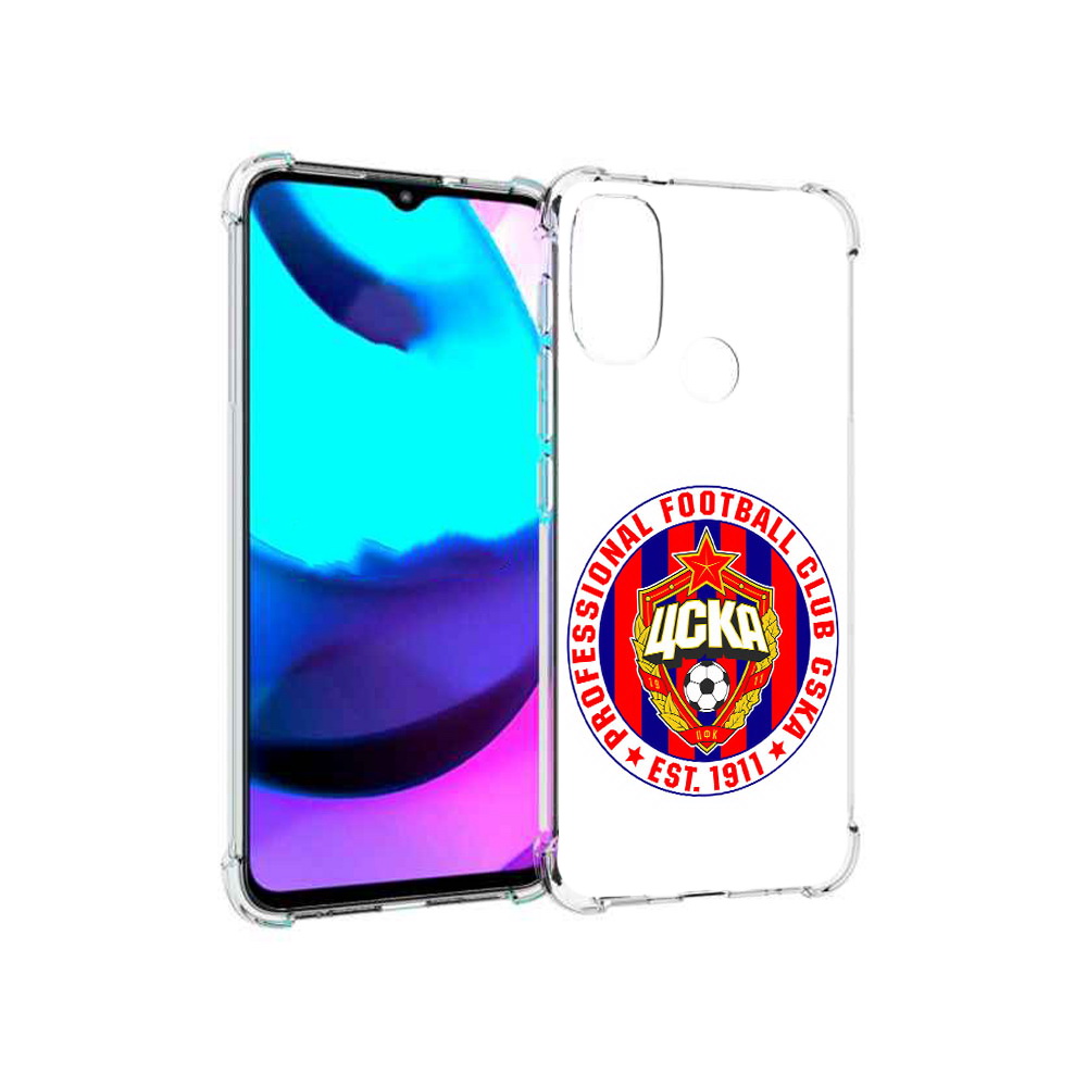 

Чехол MyPads Tocco для Motorola Moto E20 ФК ЦСК логотип (PT162039.356.178), Прозрачный, Tocco