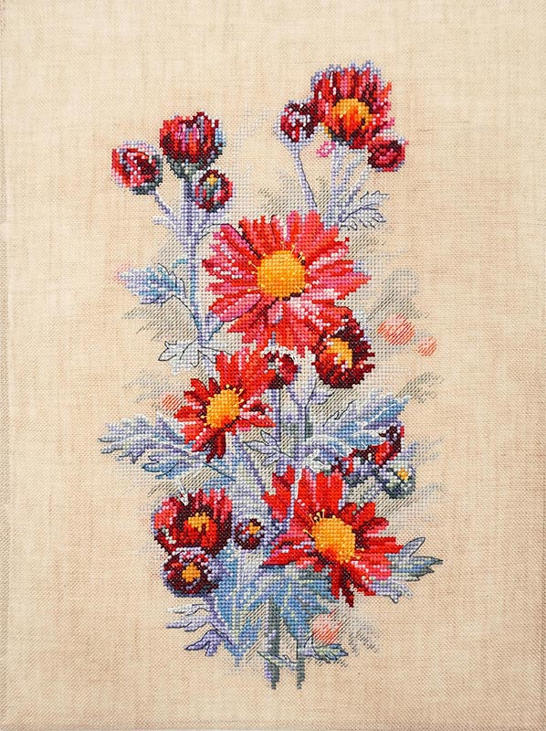 фото Набор для вышивания марья искусница "красные хризантемы", арт.04.004.05