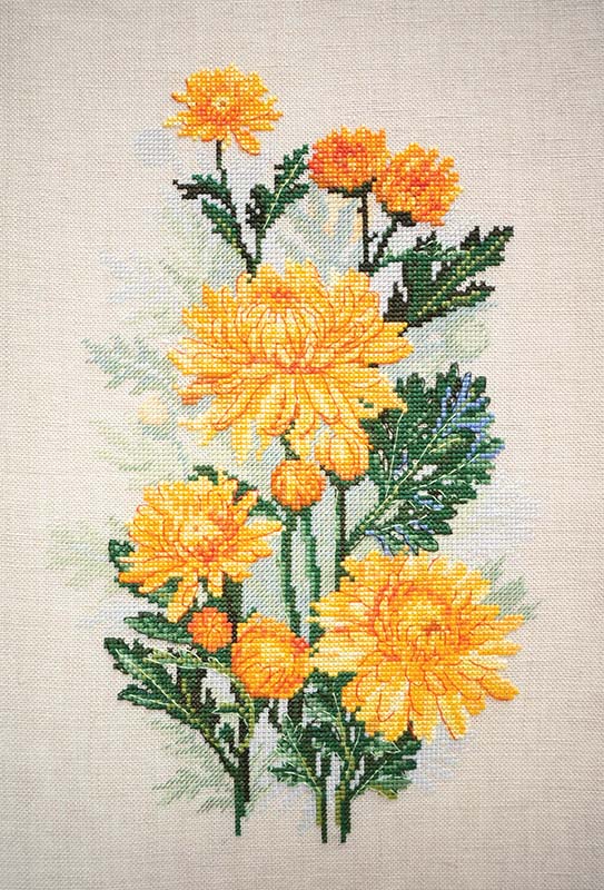 фото Набор для вышивания марья искусница "желтые хризантемы", арт.04.004.06