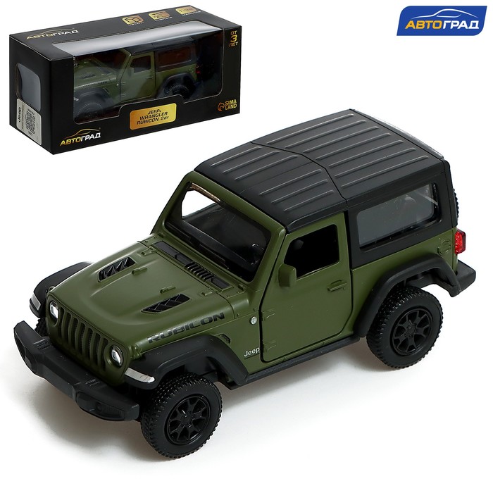 Автоград Машина металлическая JEEP WRANGLER, 1:32, инерция, цвет матовый зелёный зеленый