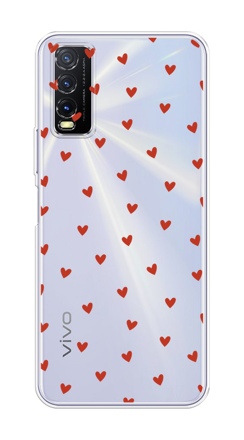 

Чехол на Vivo Y20 "Red hearts", Красный;прозрачный, 263650-1