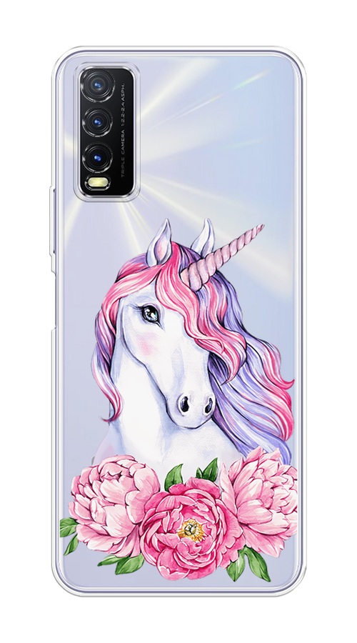 

Чехол на Vivo Y20 "Единорог с пионами", Розовый;белый;зеленый, 263650-1