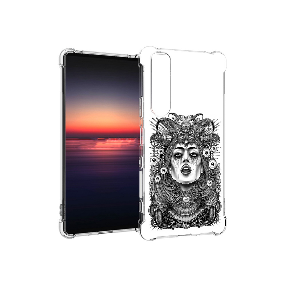 

Чехол MyPads Tocco для Sony Xperia 1 III портрет девушки черно белый (PT162368.229.551), Прозрачный, Tocco