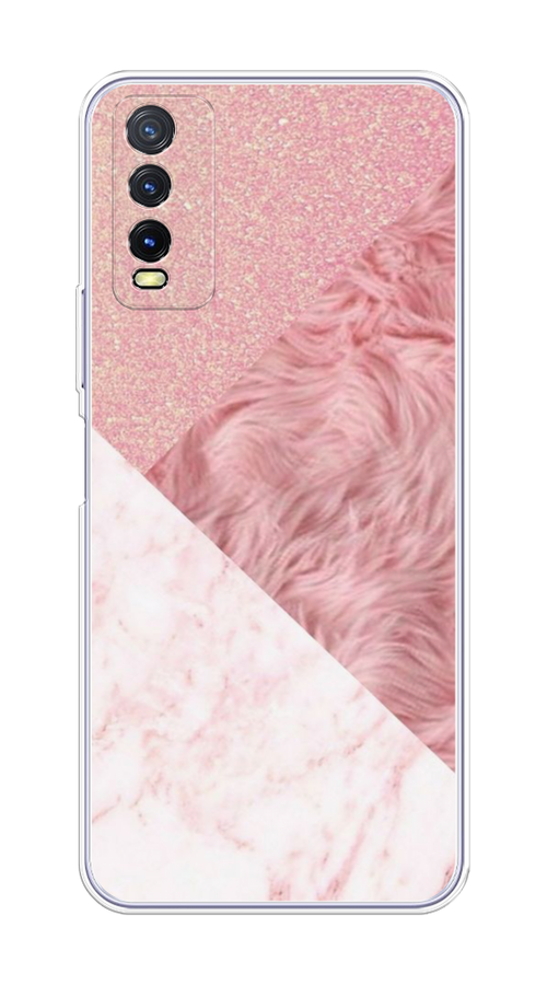 

Чехол на Vivo Y20 "Текстурные треугольники", Розовый;белый, 263650-1