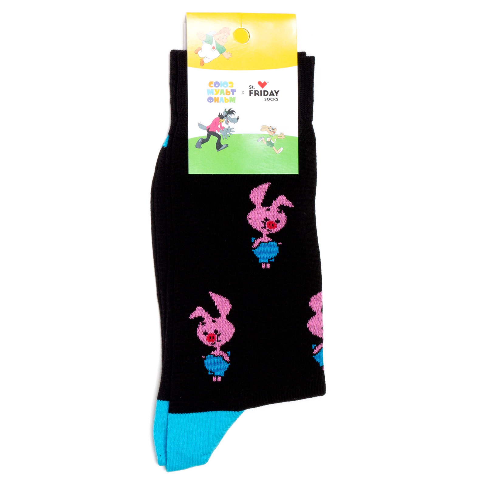 

Носки унисекс St. Friday Socks Союзмультфильм - Пятачок черный/розовый 38-41, Союзмультфильм - Пятачок