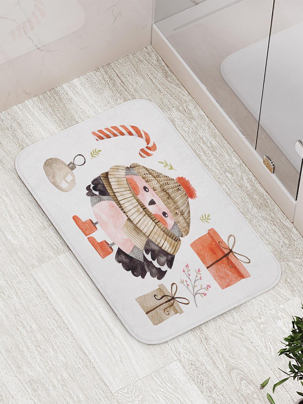 

Коврик противоскользящий JoyArty "Рождественская сова" для ванной, сауны, бассейна,77х52см, Рождественская сова