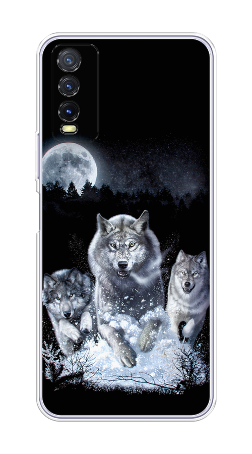 

Чехол на Vivo Y20 "Стая волков под луной", Черный;белый;серый, 263650-1