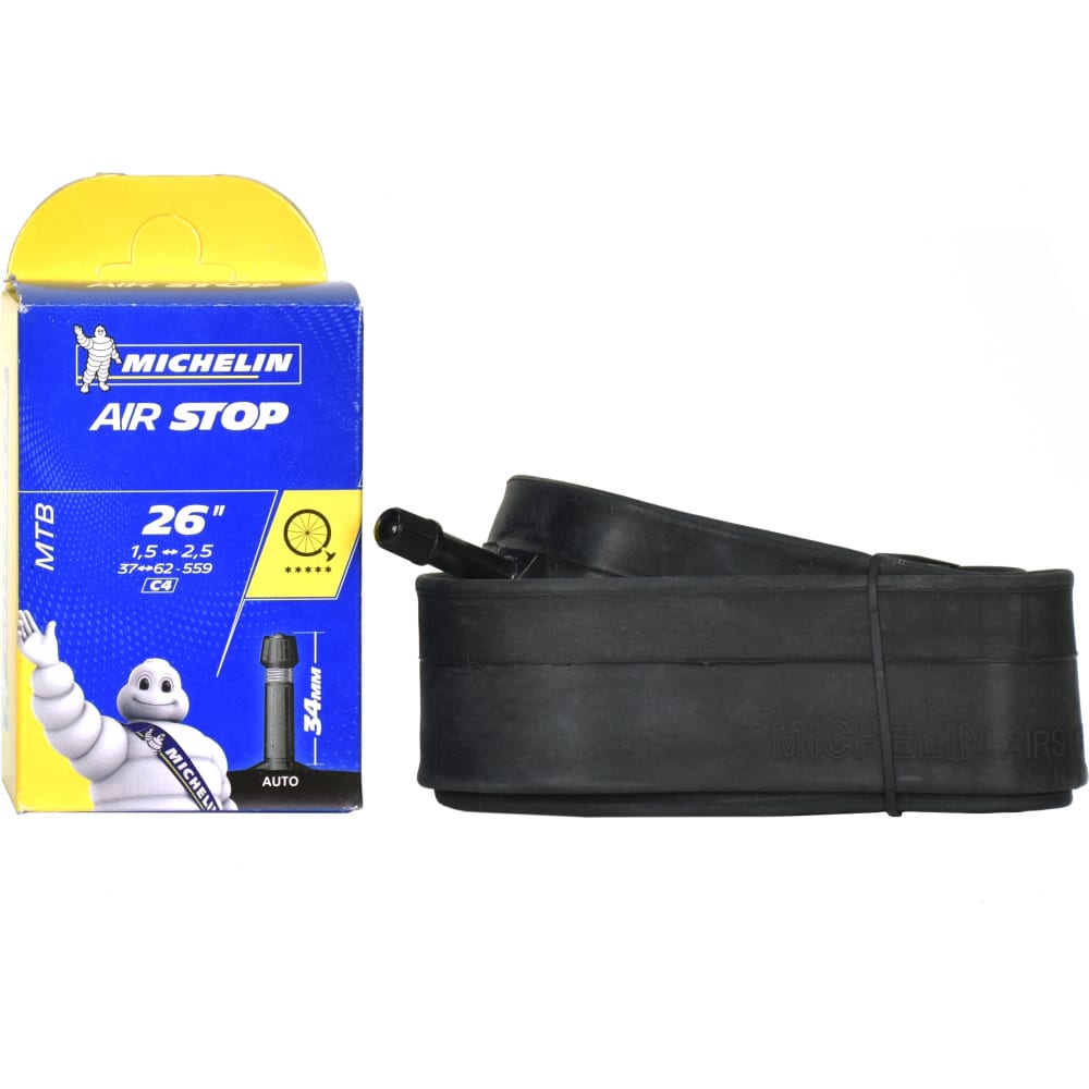 

Камера MICHELIN C4 AIRSTOP 37/62x559 26x1.5-2.5 ST 34 мм, вентиль STANDART 125194 HQ-00035