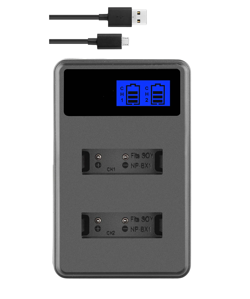 Зарядное устройство Run Energy для аккумуляторов Sony NP-BX1 (2 слота) сетевое зарядное устройство rexant microusb 220в сзу 5v max 2500ma шнур 1 2м черное 16 0260