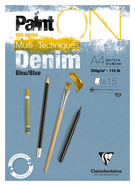 

Альбом-склейка Clairefontaine Paint'ON Denim Blue А4 15 л 250 г джинсовый