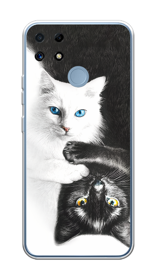 

Чехол на Realme C25/C25s "Коты Инь-Янь", Черный;белый;голубой, 256950-1