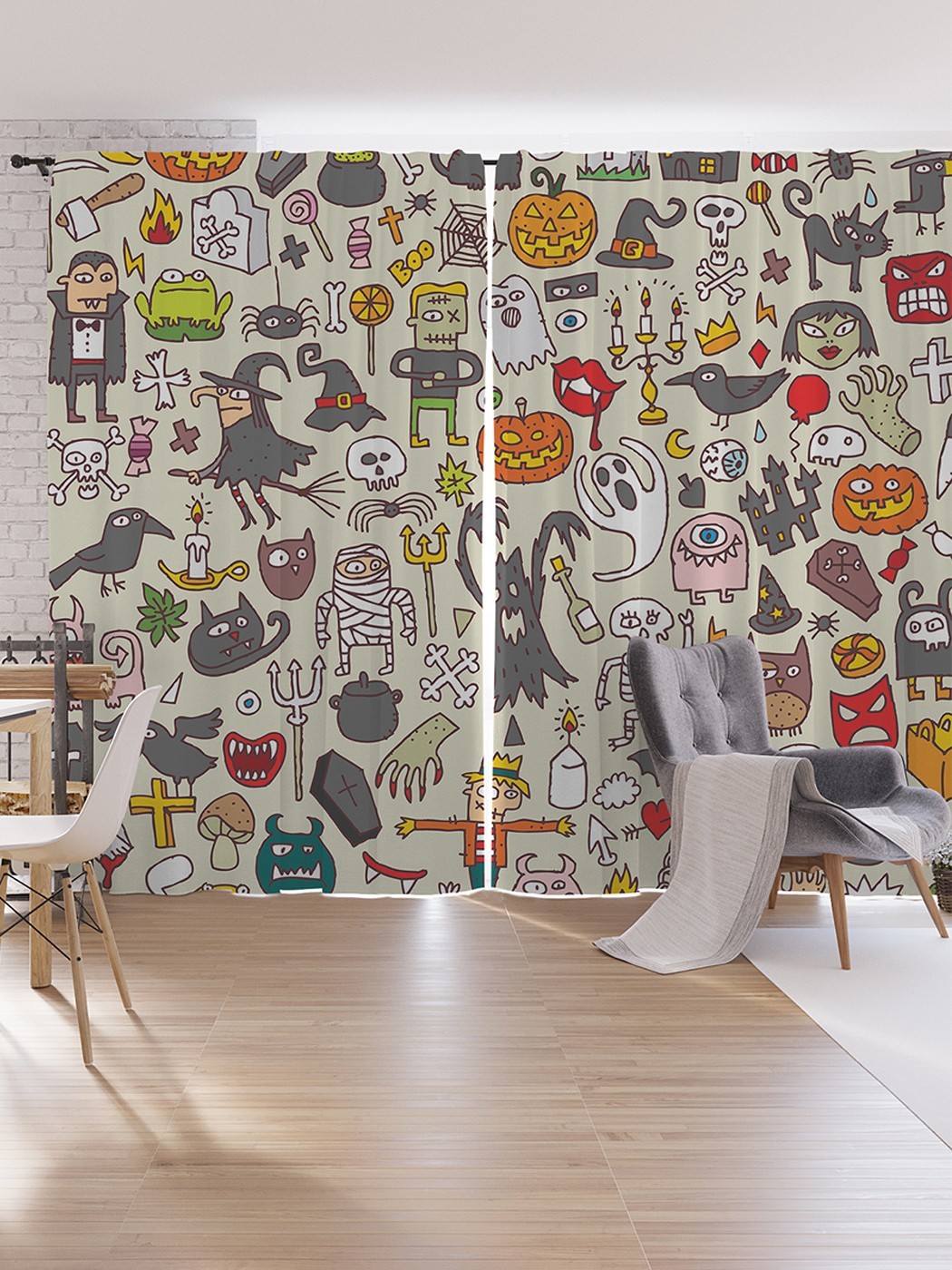 

Шторы под лён JoyArty "Нечисть", серия Oxford DeLux, 340х265 см, Нечисть