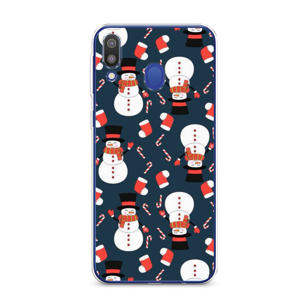 

Чехол на Samsung Galaxy M20 "Синие снеговики", Синий;белый;красный, 27450-5