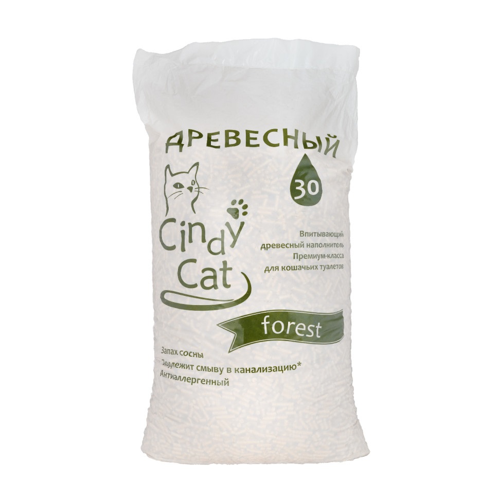 Впитывающий наполнитель Cindy Cat Forest древесный, 30 л