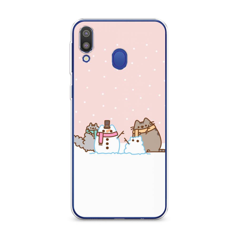 

Чехол на Samsung Galaxy M20 "Котики в снегу", Розовый;белый;серый, 27450-5