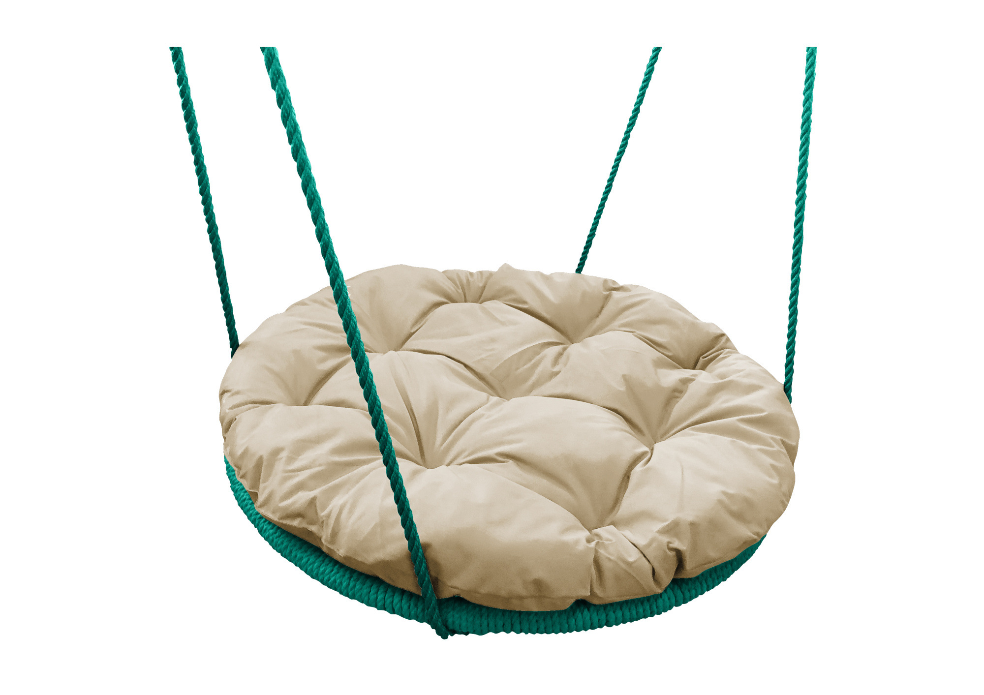 фото Качели m-group "гнездо" с подушкой 1,2 м, с оплёткой, бежевая подушка