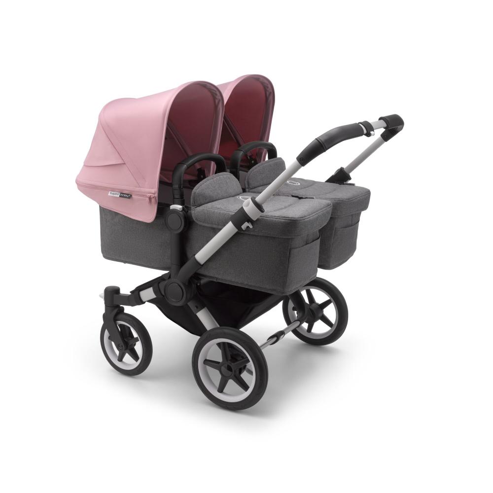 

Bugaboo donkey3 коляска 2 в 1 для двойни twin alu/grey melange/soft pink, Donkey3 Duo 2 В 1 Для Двойни