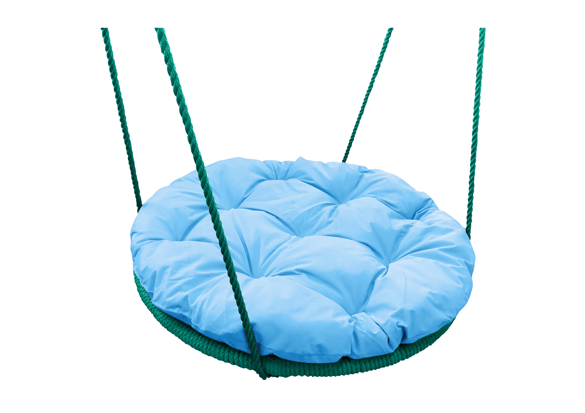 фото Качели m-group "гнездо" с подушкой 0,6 м, с оплёткой, голубая подушка