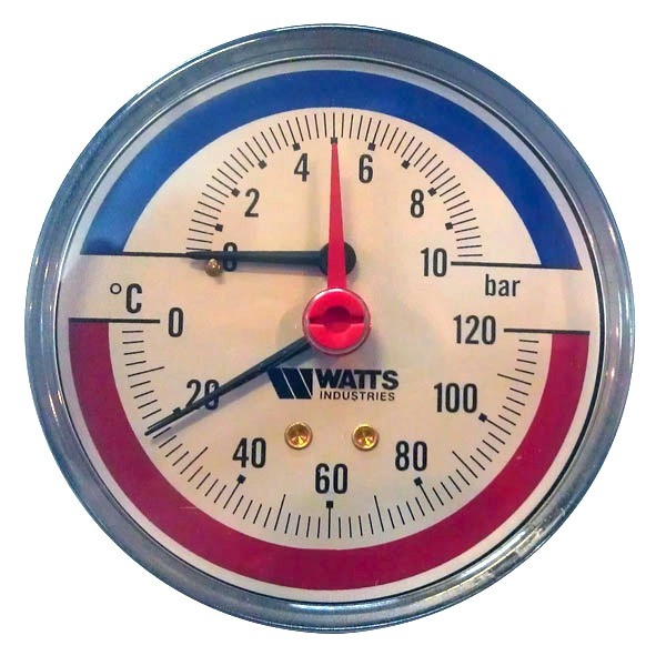 

Термоманометр Watts 1/2 аксиальный 120С 10бар