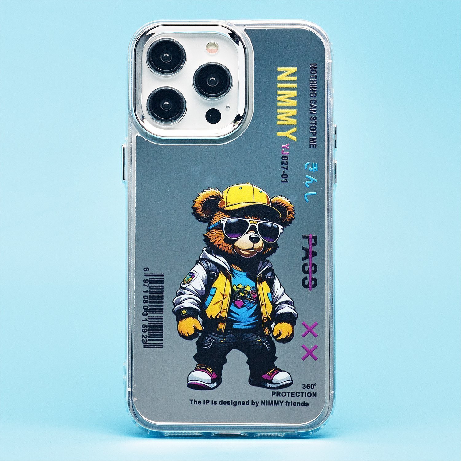 

Чехол для iPhone 14 Pro Max силиконовый (рис. 092/мишка) <серый>