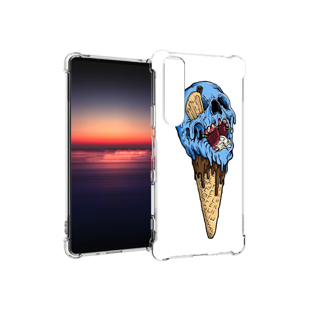 

Чехол MyPads Tocco для Sony Xperia 1 III мороженное череп (PT162368.229.484), Прозрачный, Tocco