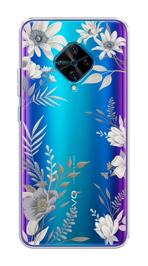 

Чехол на Vivo V17/Y9s "Цветы сепия", Серый;прозрачный;зеленый;белый, 261550-1