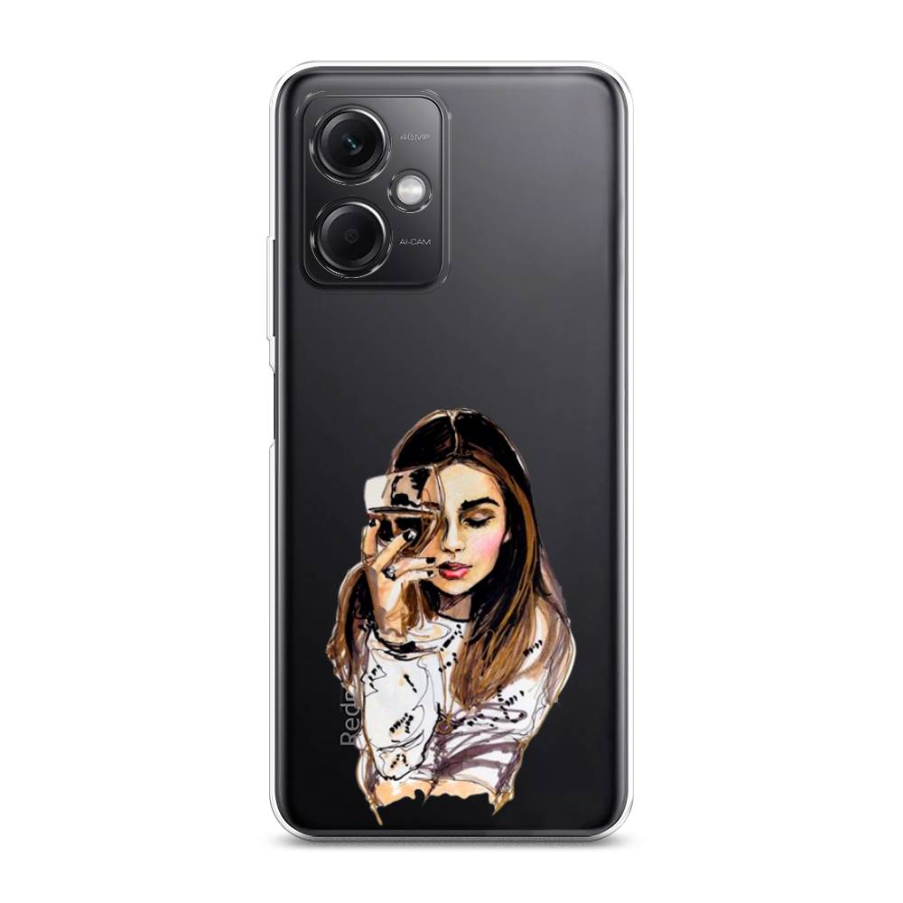 

Чехол Awog на Xiaomi Redmi Note 12 5G "Девушка с бокалом", Бежевый;коричневый;белый, 316950-7