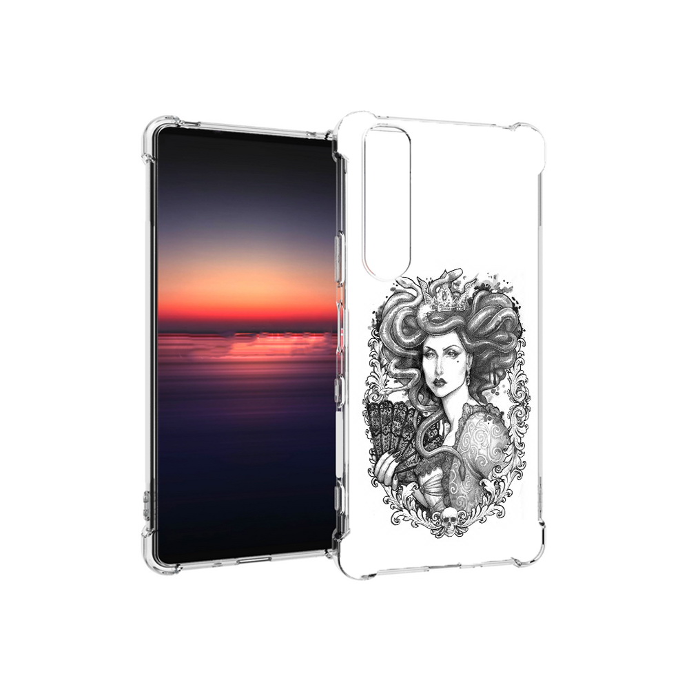 

Чехол MyPads Tocco для Sony Xperia 1 III медуза черно белый (PT162368.229.472), Прозрачный, Tocco