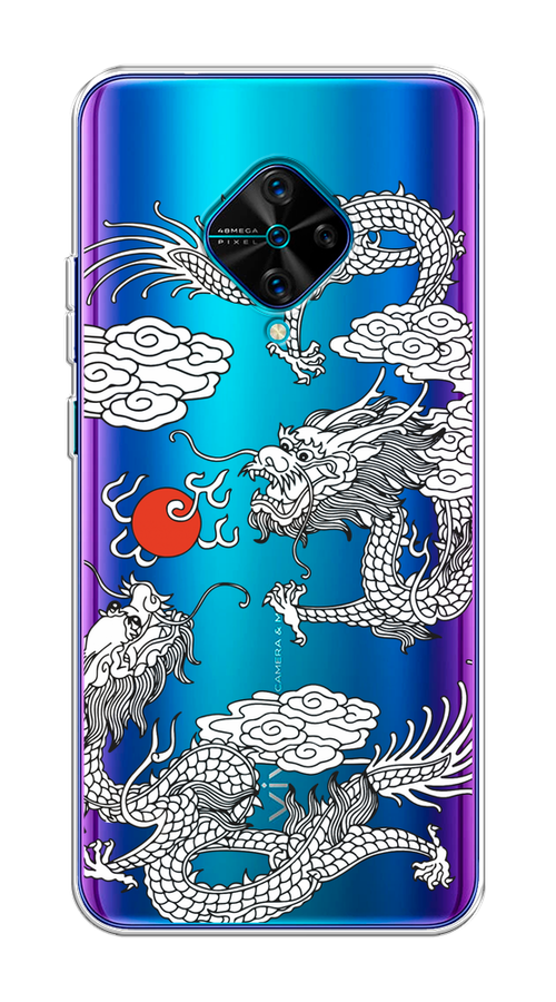 

Чехол на Vivo V17/Y9s "Драконы с ножом", Прозрачный;черный;белый, 261550-1