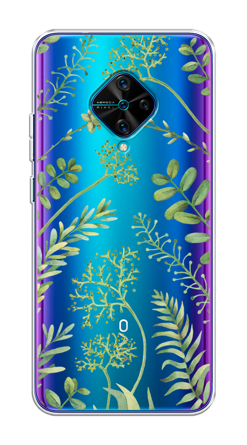 

Чехол на Vivo V17/Y9s "Green Leaves", Зеленый;прозрачный, 261550-1