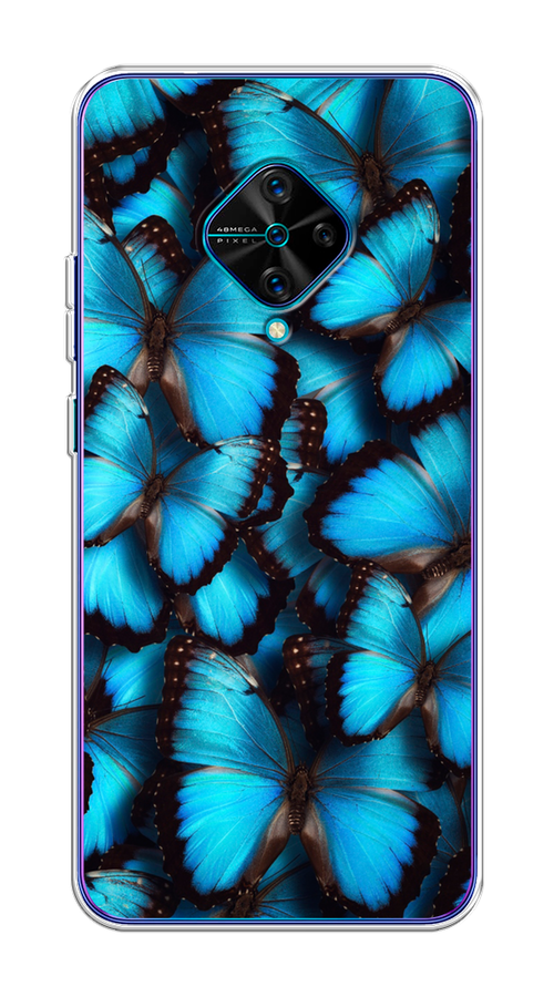 

Чехол на Vivo V17/Y9s "Тропическая бабочка 2", Голубой;черный, 261550-1