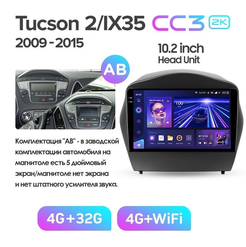 Магнитола TEYES HYUNDAI IX35TUCSON 2 2009-2015 г Комплект АВ 10 дюймов CC3 2K 432ГБ 3389000₽