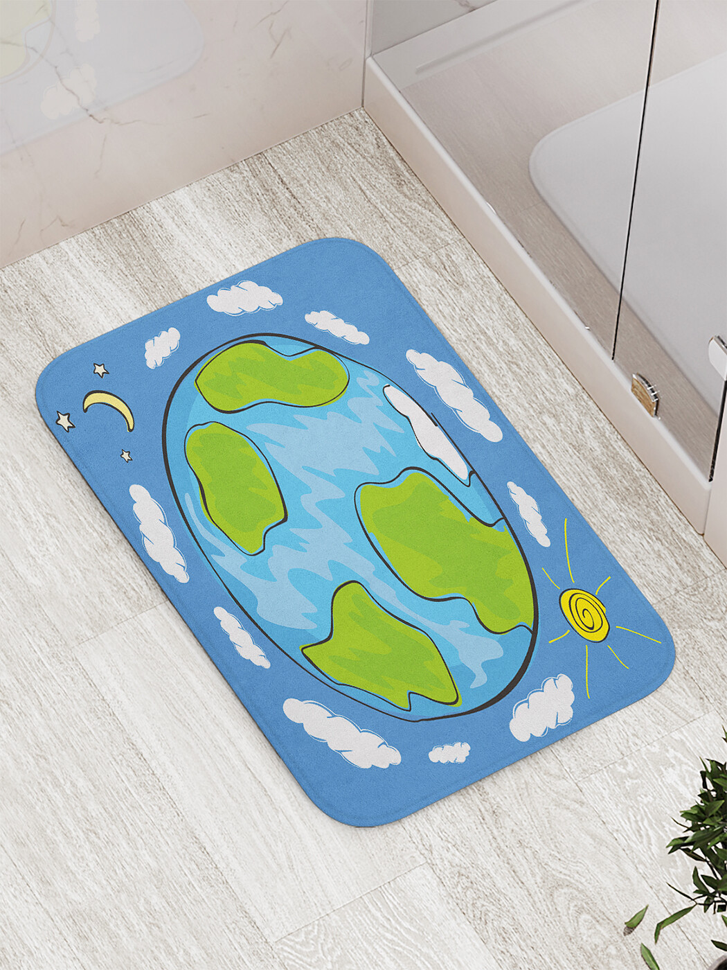 

Коврик противоскользящий JoyArty "Нарисованная Земля" для ванной, сауны, бассейна, 77х52см, Нарисованная Земля
