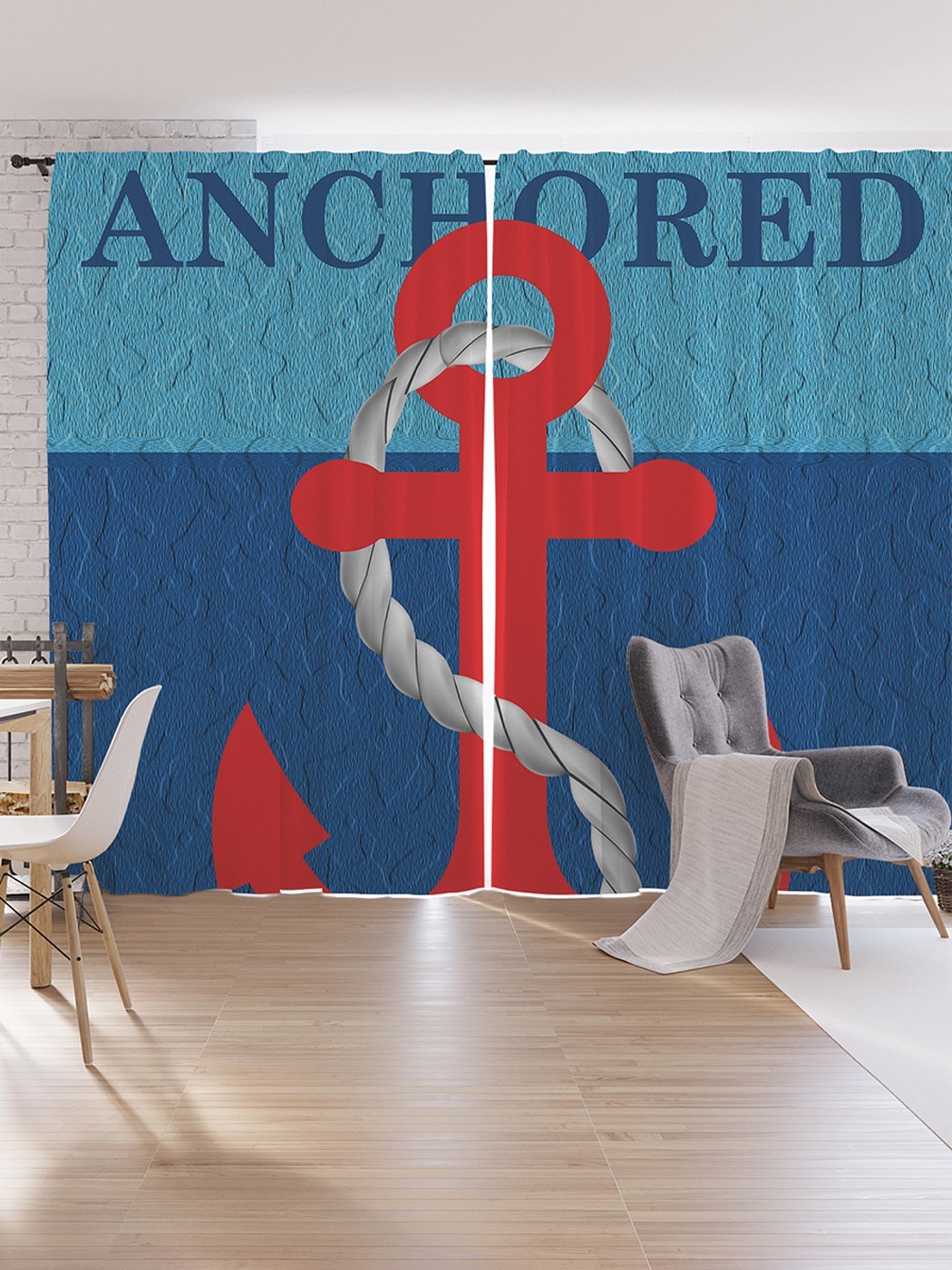 

Шторы под лён JoyArty "Оставайся на якоре", серия Oxford DeLux, 340х265 см, Оставайся на якоре