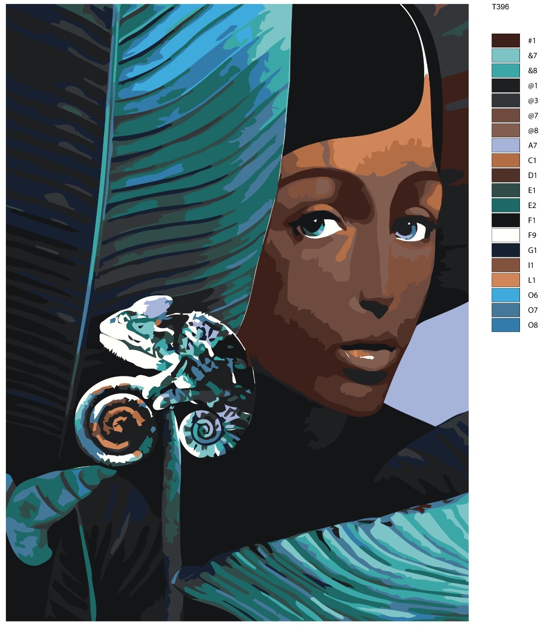 

Картина по номерам BRUSHES-PAINTS Т396, Хамелеон и девушка