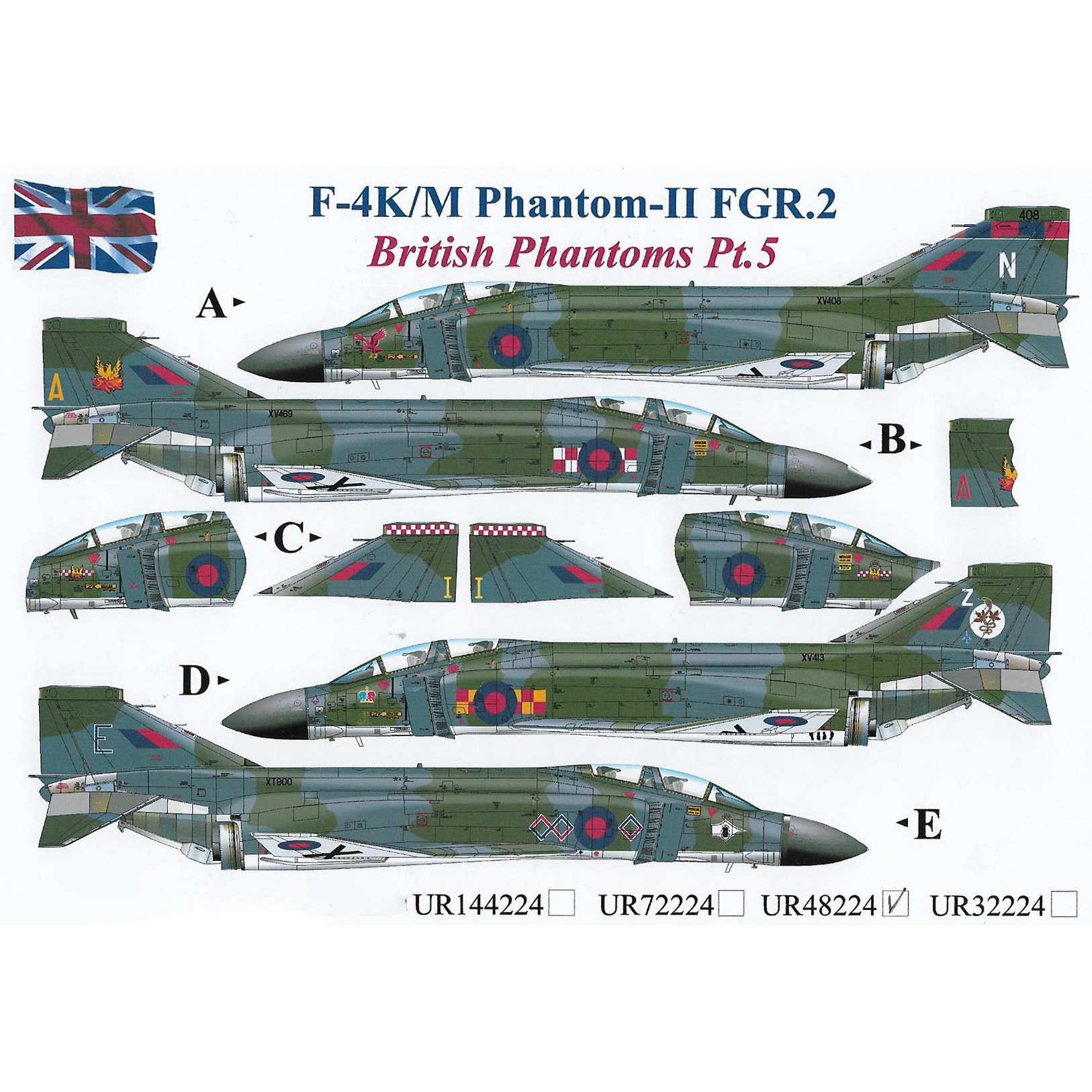 Декали UpRise 1/48 для F-4M Phantom-II FGR.2, British Phantoms Pt.5 UR48224