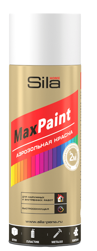 фото Аэрозольная краска sila home max paint, акриловая, матовая, белая, 520 мл