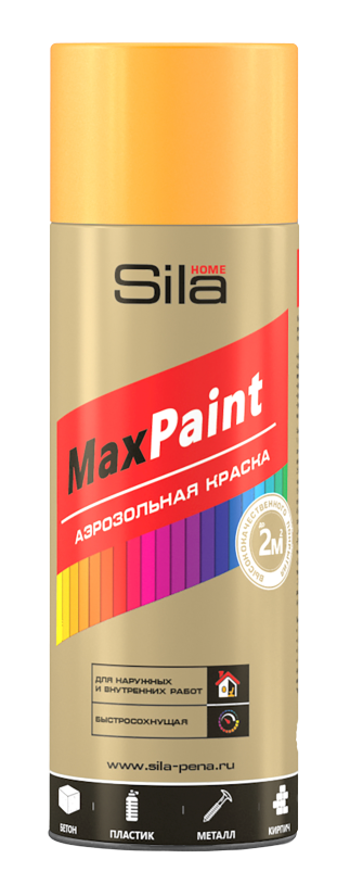 Аэрозольная краска Sila HOME Max Paint, глянцевая, оранжевый флуоресцентный, 520 мл блок с липким краем 76 мм х 76 мм 80 листов флуоресцентный жёлтый